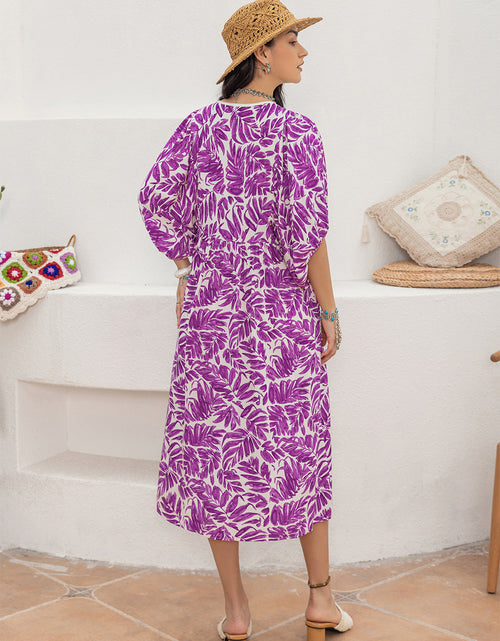 Load image into Gallery viewer, Printed Tie Neck Midi Dress
