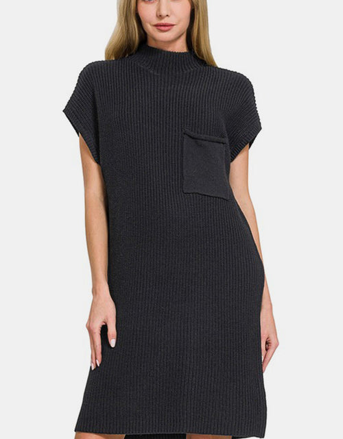 Load image into Gallery viewer, Zenana Mock Neck Short Sleeve Sweater Dress
