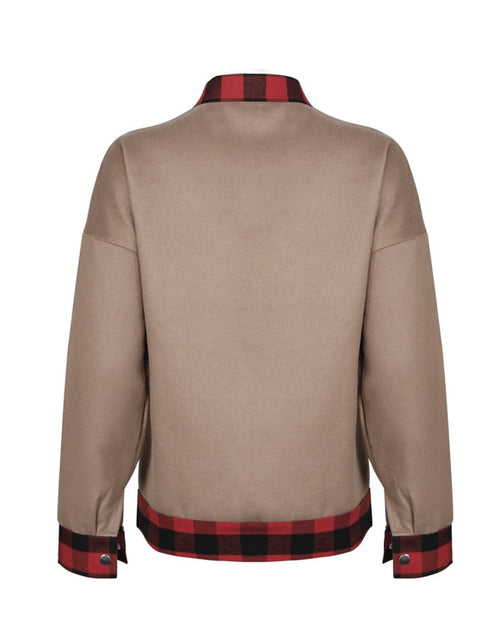 Load image into Gallery viewer, Plaid Trim Long Sleeve Jacket
