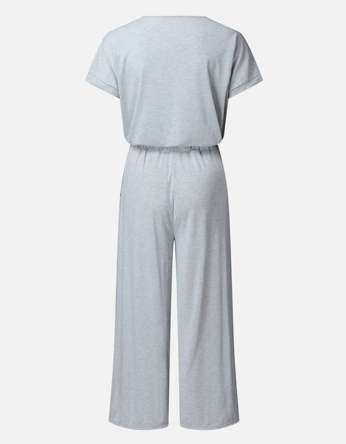Load image into Gallery viewer, V-Neck Short Sleeve Jumpsuit
