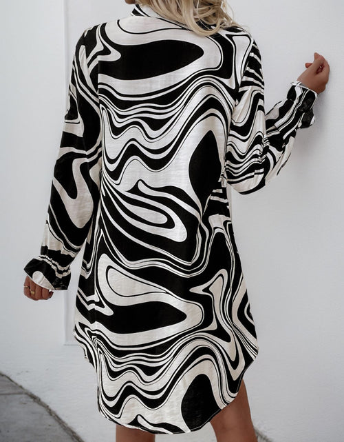 Load image into Gallery viewer, Perfee Ruffled Printed V-Neck Long Sleeve Dress

