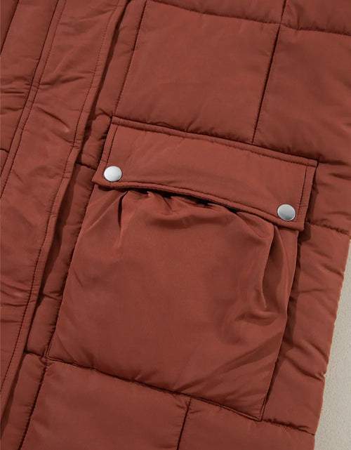 Load image into Gallery viewer, Pocketed Bubble Texture Long Sleeve Longline Winter Coat
