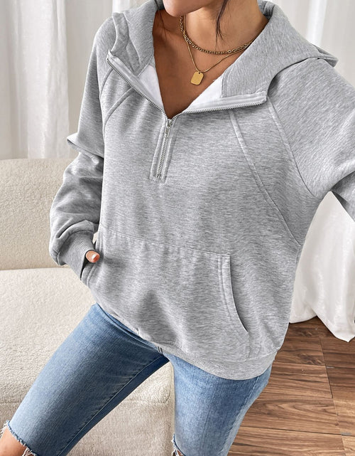 Load image into Gallery viewer, Perfee Half Zip Long Sleeve Hoodie
