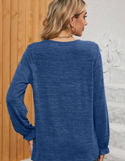 Load image into Gallery viewer, Ruched Round Neck Flounce Sleeve T-Shirt
