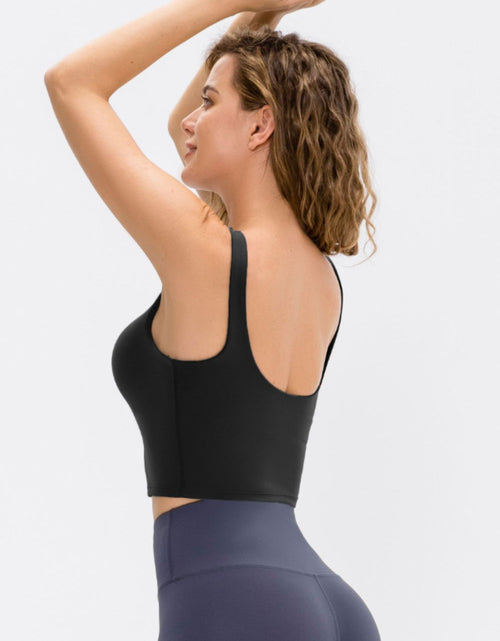 Load image into Gallery viewer, Cropped Scoop Neck Active Tank Top
