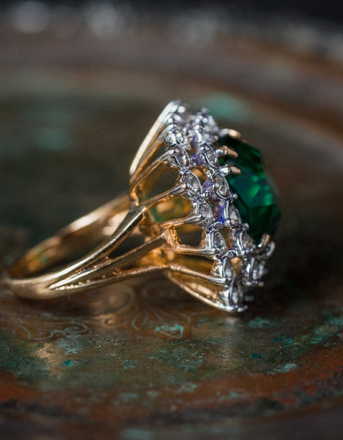 Load image into Gallery viewer, Vintage Austrian Crystal Women's Statement Cocktail Ring 18k Yellow Gold Electroplated Made in the USA by PVD Vintage Jewelry
