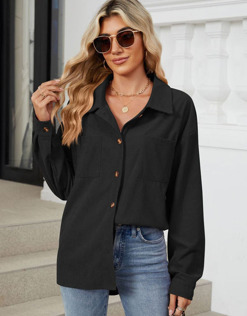 Load image into Gallery viewer, Button Up Dropped Shoulder Long Sleeve Outerwear
