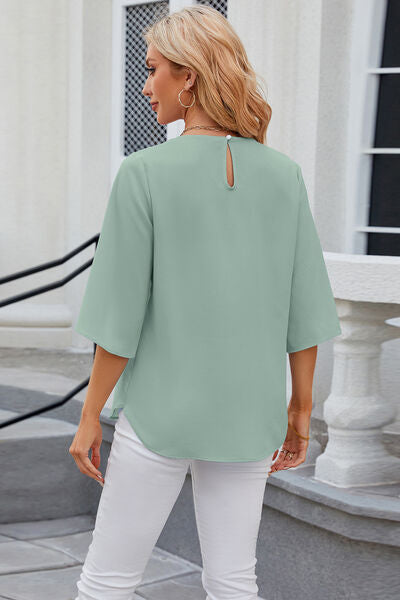 Load image into Gallery viewer, Round Neck Slit Half Sleeve Top
