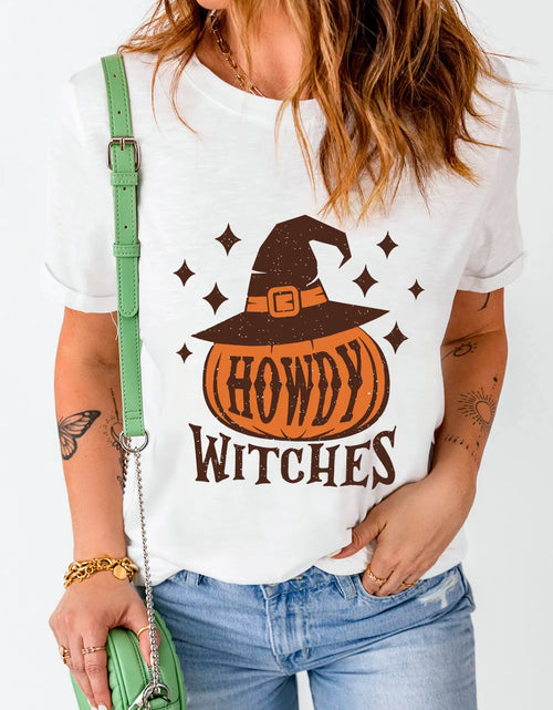 Load image into Gallery viewer, HOWDY WITCHES Round Neck Short Sleeve T-Shirt
