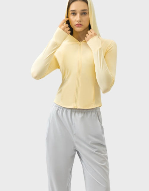 Load image into Gallery viewer, Millennia Pocketed Zip Up Hooded Long Sleeve Active Outerwear

