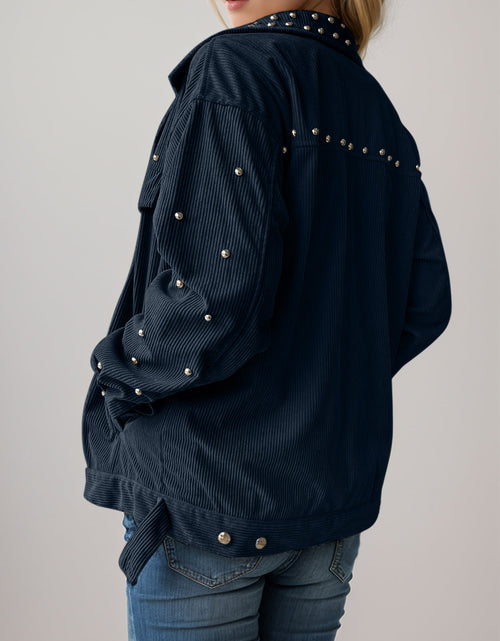 Load image into Gallery viewer, Studded Collared Neck Button Up Jacket
