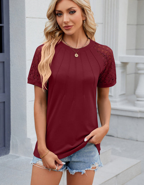Load image into Gallery viewer, Openwork Round Neck Short Sleeve T-Shirt
