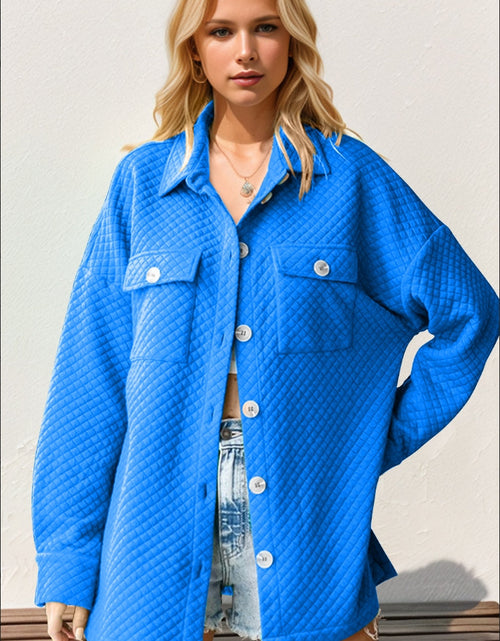 Load image into Gallery viewer, Double Take Full Size Textured Button Up Drop Shoulder Shacket
