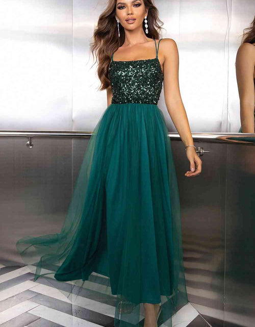 Load image into Gallery viewer, Lace-Up Backless Mesh Dress
