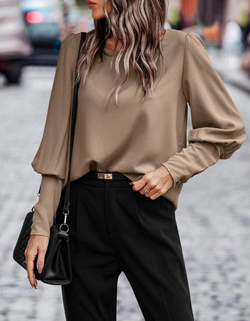 Load image into Gallery viewer, Round Neck Lantern Sleeve Blouse
