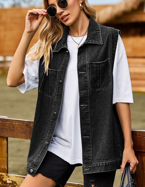 Load image into Gallery viewer, Button Down Denim Vest
