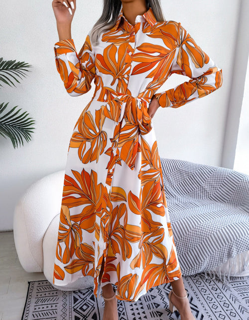 Load image into Gallery viewer, Tied Button Up Long Sleeve Dress
