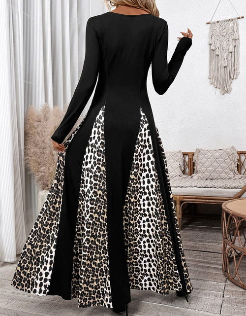Load image into Gallery viewer, Perfee Leopard Square Neck Long Sleeve Maxi Dress
