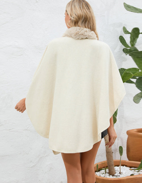 Load image into Gallery viewer, Fuzzy Trim Open Front Poncho
