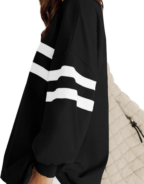 Load image into Gallery viewer, Lovelet Striped Round Neck Dropped Shoulder Sweatshirt
