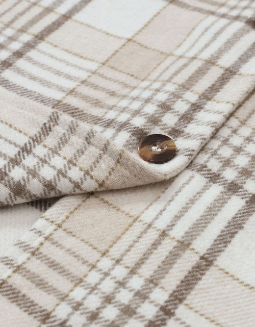 Load image into Gallery viewer, Plaid Removable Hood Button Up Shacket
