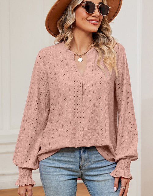 Load image into Gallery viewer, Eyelet Notched Long Sleeve T-Shirt
