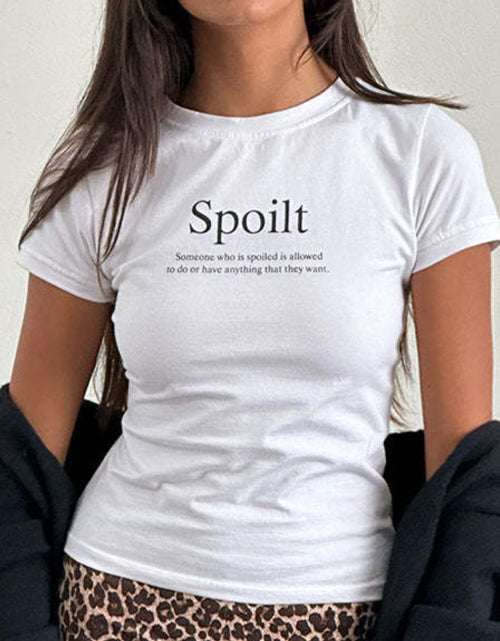 Load image into Gallery viewer, Letter Round Neck Short Sleeve T-Shirt
