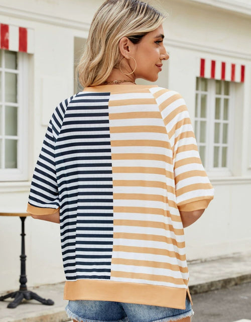 Load image into Gallery viewer, Striped Round Neck Half Sleeve T-Shirt

