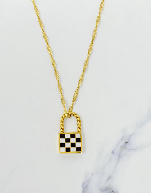 Load image into Gallery viewer, Checkered Locket Necklace by Ellisonyoung.com
