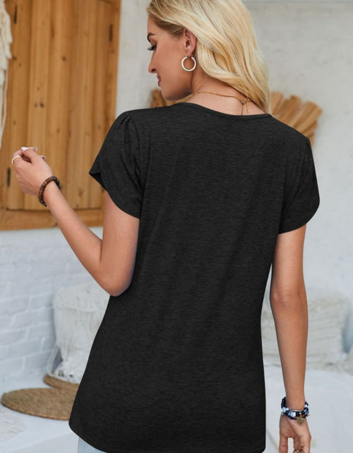 Load image into Gallery viewer, V-Neck Petal Sleeve T-Shirt
