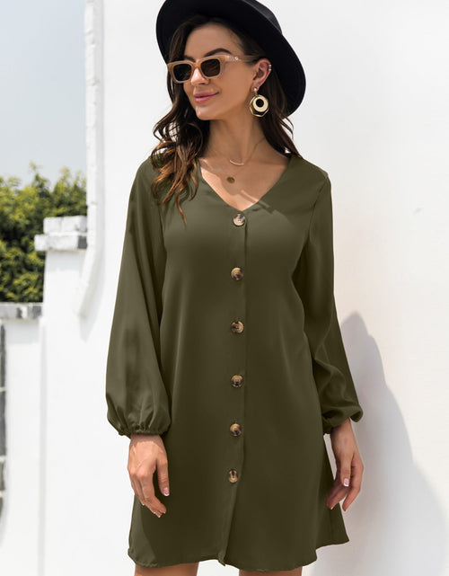 Load image into Gallery viewer, V-Neck Long Sleeve Mini Dress
