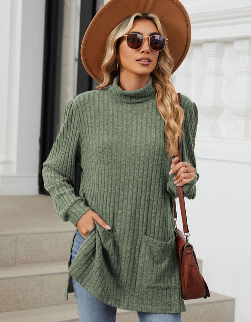Load image into Gallery viewer, Slit Mock Neck Long Sleeve T-Shirt

