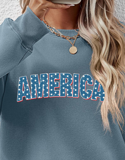 Load image into Gallery viewer, AMERICA Round Neck Dropped Shoulder Sweatshirt
