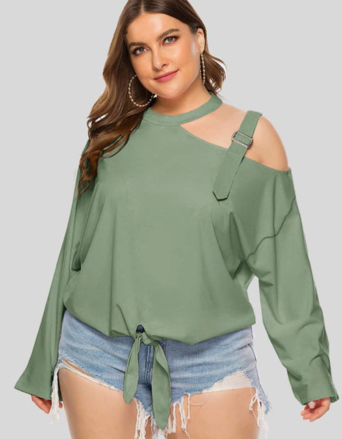 Load image into Gallery viewer, Plus Size Cold-Shoulder Tied Top
