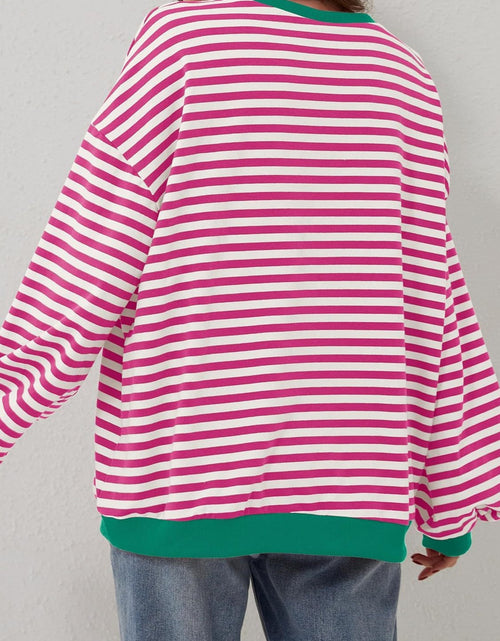 Load image into Gallery viewer, Lovelet Contrast Striped Long Sleeve Sweatshirt
