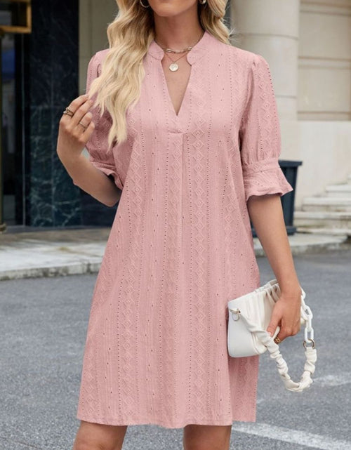 Load image into Gallery viewer, Eyelet Flounce Sleeve Mini Dress
