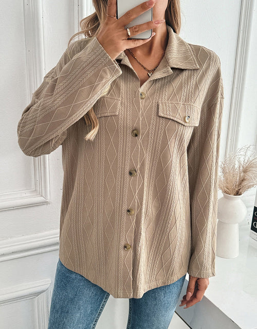 Load image into Gallery viewer, Textured Collared Neck Button Down Shacket
