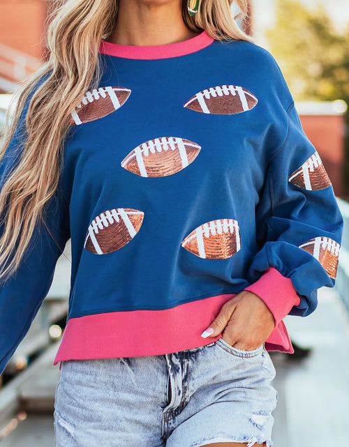 Load image into Gallery viewer, Contrast Football Long Sleeve Sweatshirt

