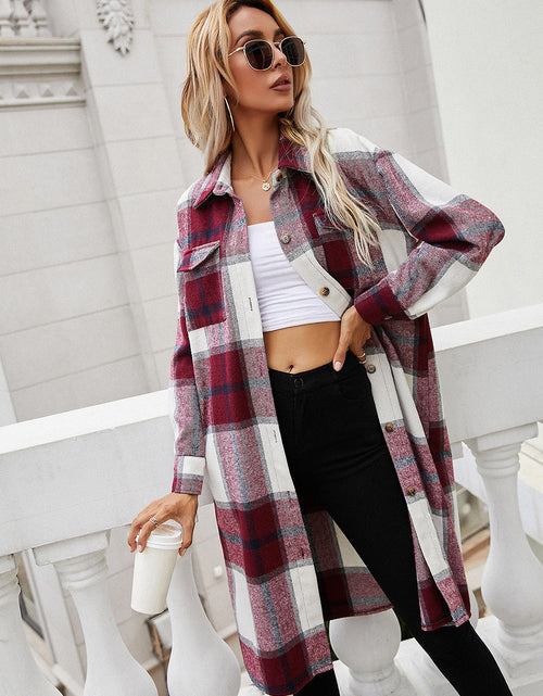 Load image into Gallery viewer, Ivy Lane Plaid Longline Shirt Jacket
