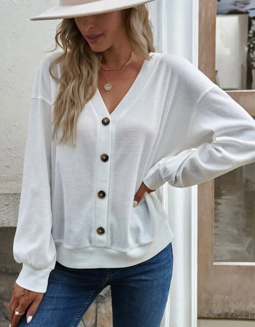Load image into Gallery viewer, V-Neck Dropped Shoulder Blouse
