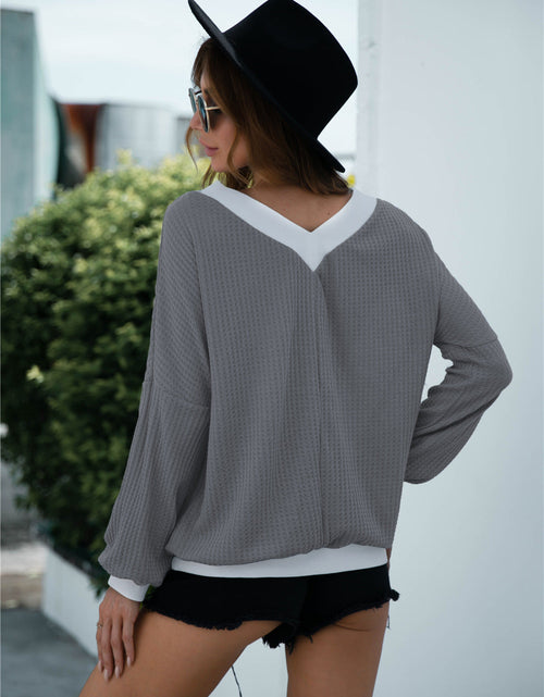 Load image into Gallery viewer, Off-Shoulder Waffle-Knit Dropped Shoulder Blouse

