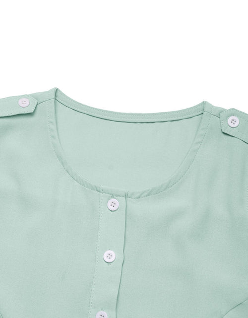 Load image into Gallery viewer, Perfee Button Detail Round Neck Sleeveless Mini Dress
