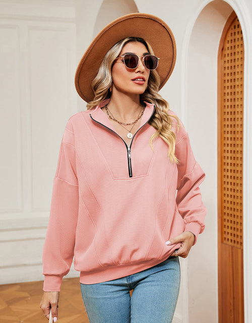 Load image into Gallery viewer, Half-Zip Dropped Shoulder Sweatshirt
