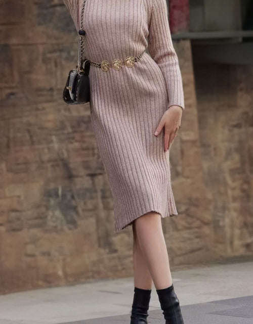 Load image into Gallery viewer, Ribbed Mock Neck Sweater Dress
