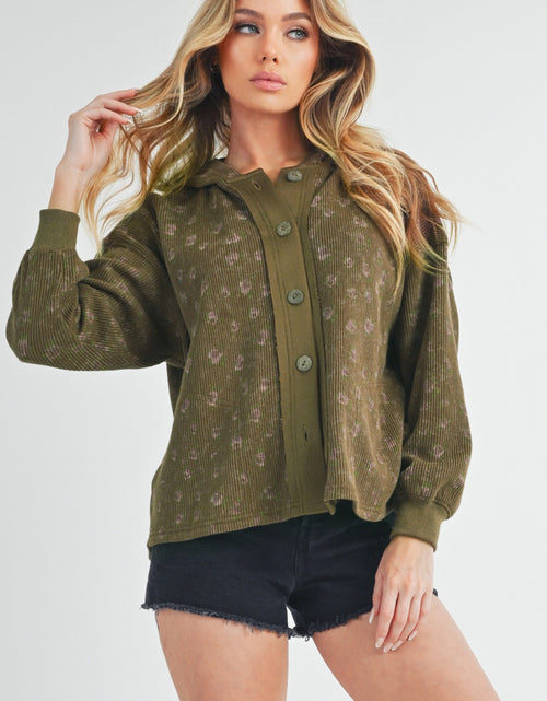 Load image into Gallery viewer, Aemi + Co Floral Button Up Hooded Jacket
