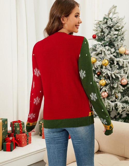 Load image into Gallery viewer, Nutcracker Contrast V-Neck Long Sleeve Cardigan
