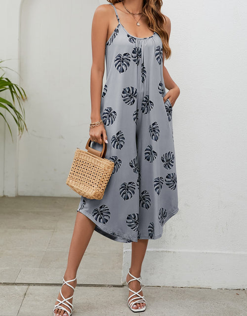 Load image into Gallery viewer, Botanical Print Spaghetti Strap Scoop Neck Jumpsuit
