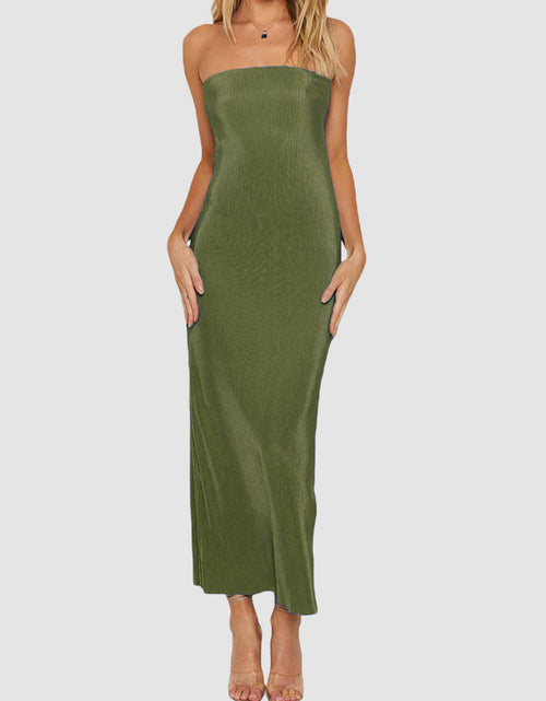 Load image into Gallery viewer, Lace-Up Back Tube Maxi Dress
