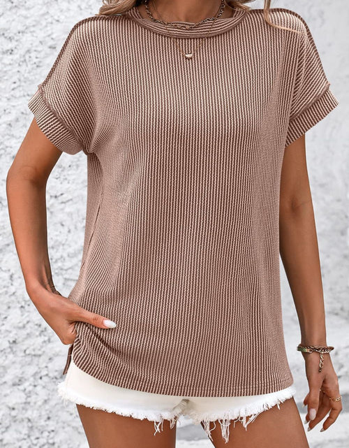 Load image into Gallery viewer, Mandy Striped Round Neck Short Sleeve T-Shirt
