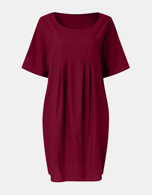 Load image into Gallery viewer, Full Size Round Neck Half Sleeve Dress with Pockets
